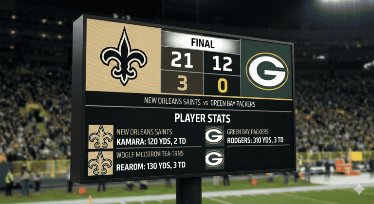 new orleans saints vs green bay packers match player stats