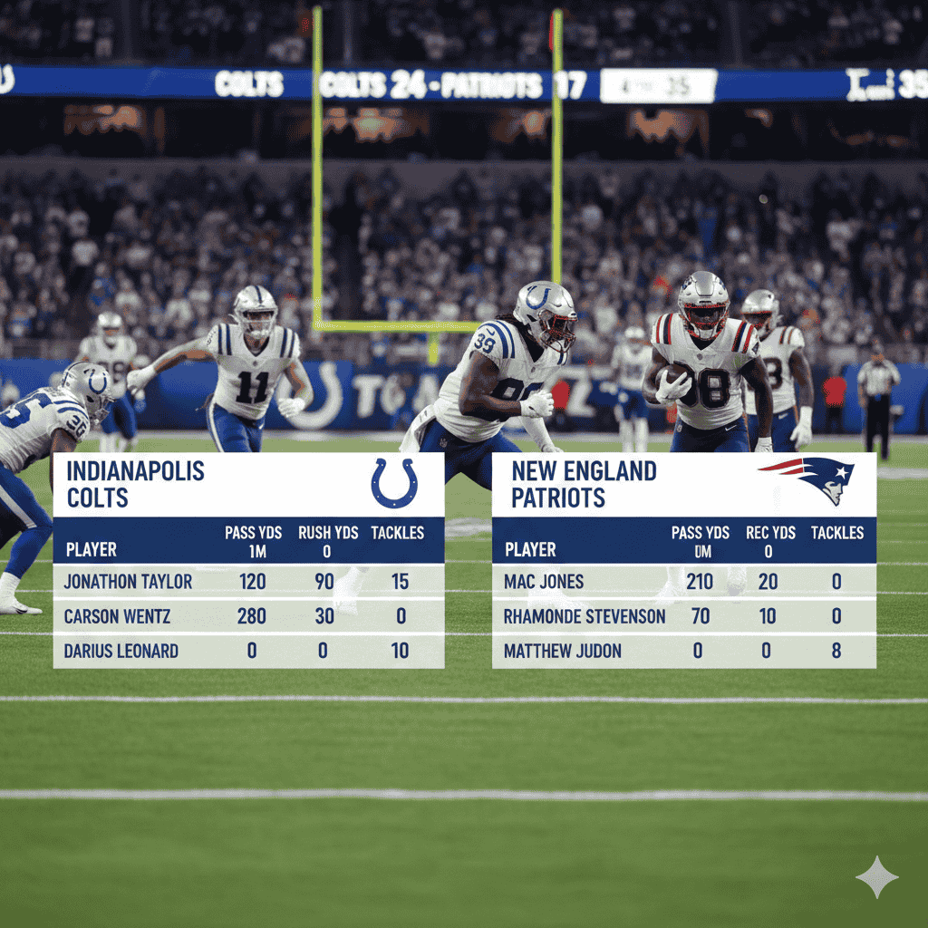 Colts vs New England Patriots Match Player Stats