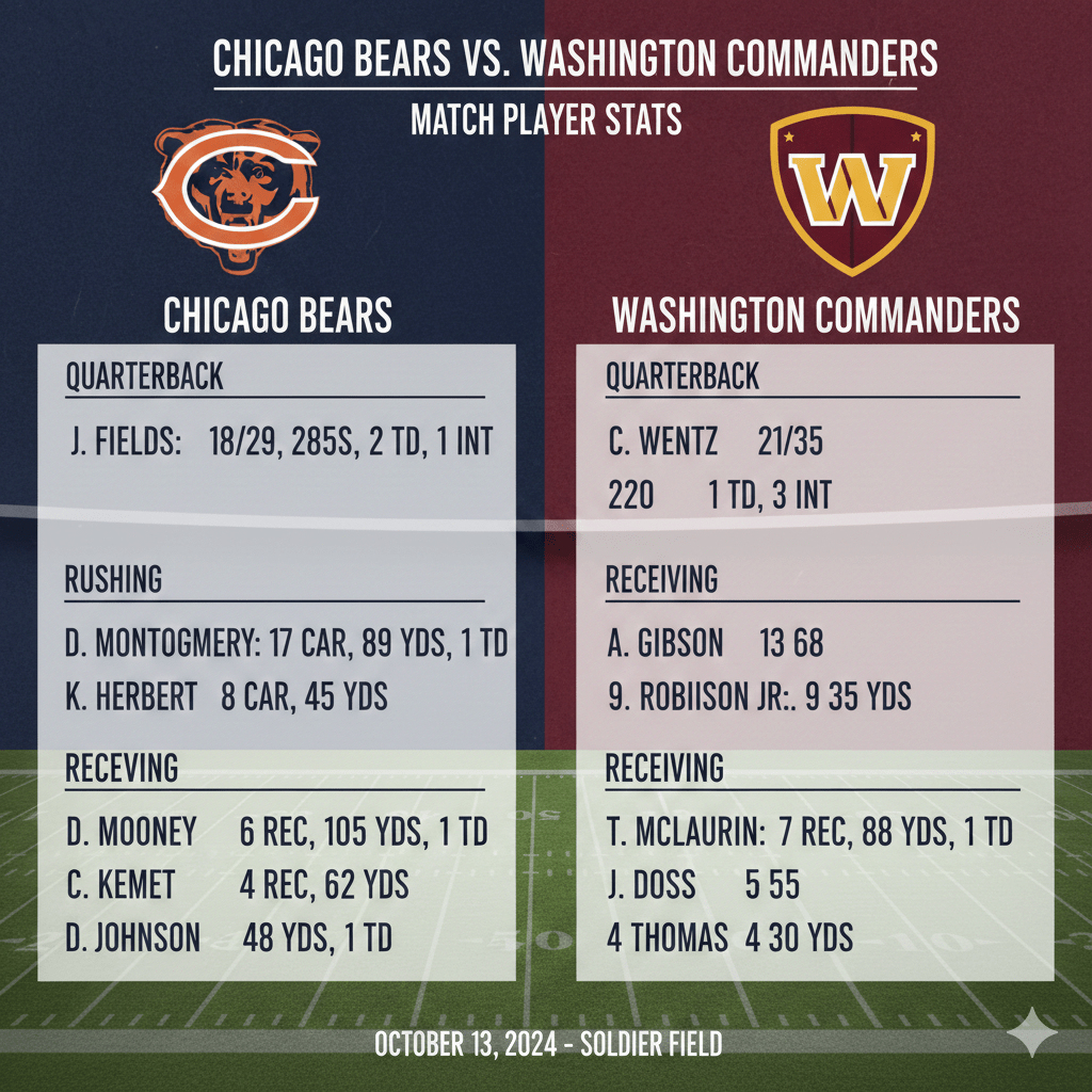chicago bears vs washington commanders match player stats