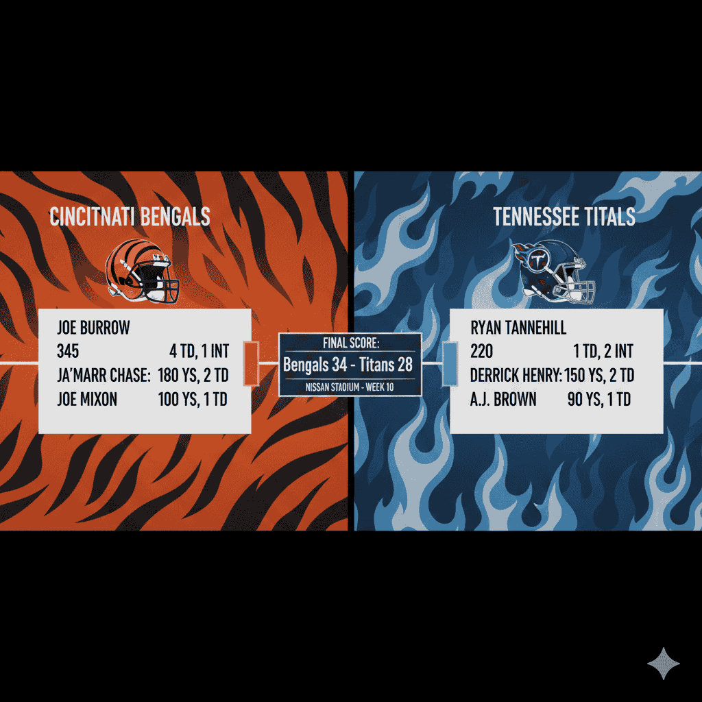 bengals vs tennessee titans match player stats