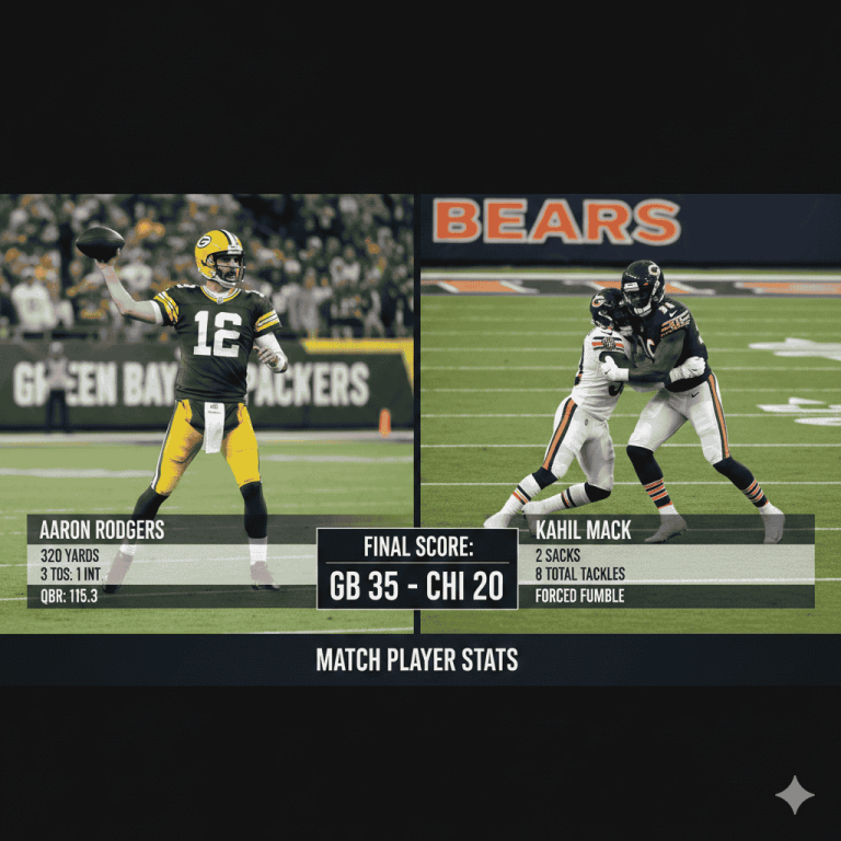 green bay packers vs chicago bears match player stats