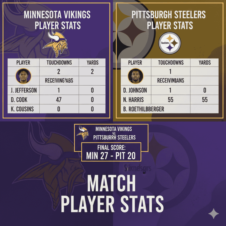 minnesota vikings vs pittsburgh steelers match player stats